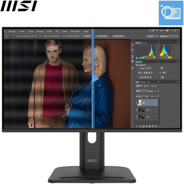 Alt view image 3 of 6 - MSI PRO MP245PG E14, 23.8’ IPS, FHD, 144Hz, 4ms GTG, Height Adj. stand, Speaker