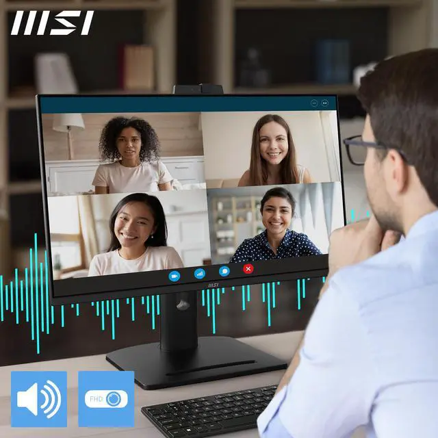 Alt view image 5 of 7 - MSI PRO MP275QPDG, 27" IPS, QHD, 100hz, Height Adj. stand, Speaker, Webcam, Ethernet Interface - 1x LAN Port (1Gbps)