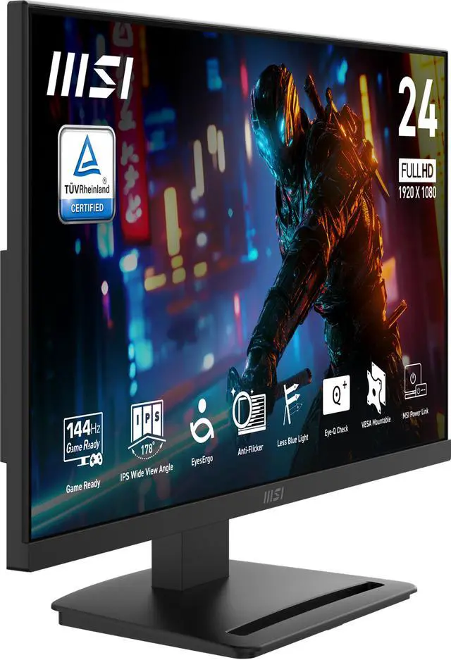 Alt view image 5 of 12 - MSI PRO MP243L E14 24-inch IPS 1920 x 1080 (FHD) Gaming Office Monitor, 144Hz, Adaptive-Synch, HDR Ready, HDMI, VGA Port,VESA Mountable, Tilt, 4-side slim bezel ,1ms, Black