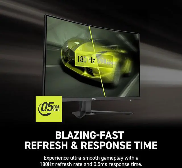 Alt view image 6 of 11 - MSI 31.5" 180 Hz Rapid VA QHD(2560 x 1440) Gaming Monitor-180Hz, 0.50ms, Adaptive Sync, HDR Ready, HDMI, VGA Port, VESA Mountable, Tilt, 4-Side Slim Bezel, MAG 321CQF E18