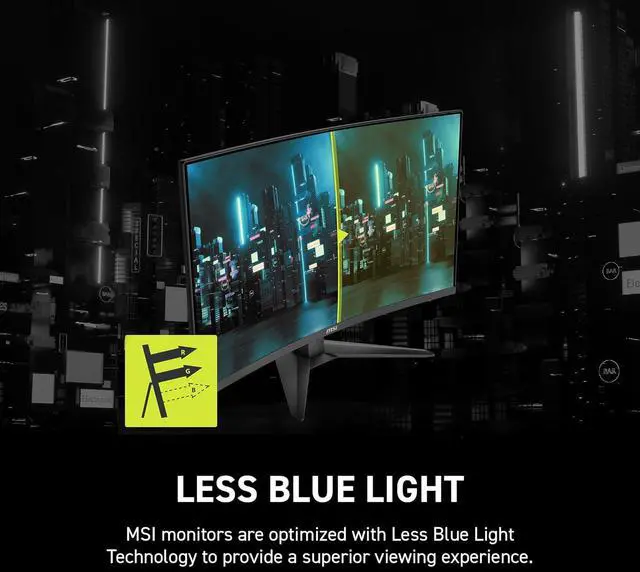 Alt view image 9 of 11 - MSI 31.5" 180 Hz Rapid VA QHD(2560 x 1440) Gaming Monitor-180Hz, 0.50ms, Adaptive Sync, HDR Ready, HDMI, VGA Port, VESA Mountable, Tilt, 4-Side Slim Bezel, MAG 321CQF E18