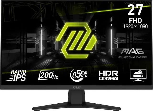 Main image of MSI 27" 200 Hz Rapid IPS FHD(1920 x 1080) Gaming Office Monitor 0.50 ms Adaptive-Sync, HDR Ready, HDMI, VGA Port, VESA Mountable, Tilt, 4-Side Slim Bezel, Black MAG 274F