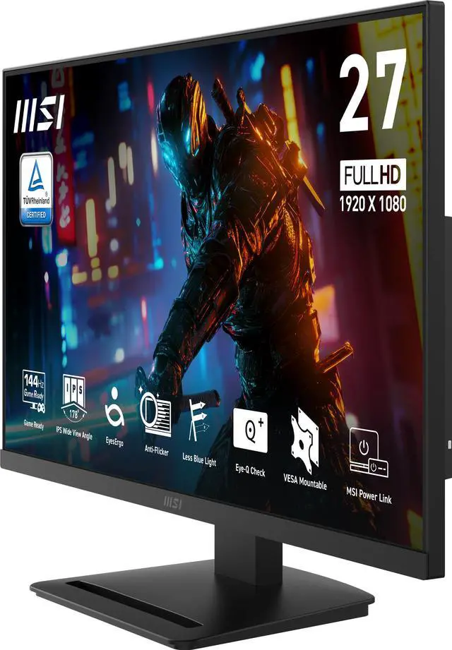 Alt view image 6 of 6 - MSI PRO MP273L E14 27-inch IPS 1920 x 1080 (FHD) Gaming Office Monitor, 144Hz, Adaptive-Synch, HDR Ready, HDMI, VGA Port,VESA Mountable, Tilt, 4-side slim bezel ,1ms, Black