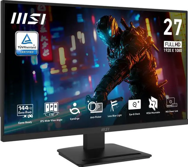 Alt view image 3 of 6 - MSI PRO MP273L E14 27-inch IPS 1920 x 1080 (FHD) Gaming Office Monitor, 144Hz, Adaptive-Synch, HDR Ready, HDMI, VGA Port,VESA Mountable, Tilt, 4-side slim bezel ,1ms, Black