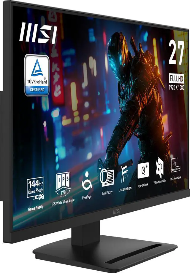 Alt view image 5 of 6 - MSI PRO MP273L E14 27-inch IPS 1920 x 1080 (FHD) Gaming Office Monitor, 144Hz, Adaptive-Synch, HDR Ready, HDMI, VGA Port,VESA Mountable, Tilt, 4-side slim bezel ,1ms, Black