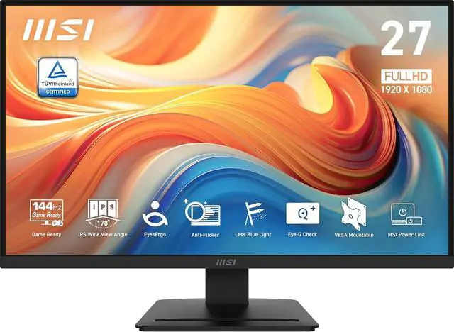 Alt view image 2 of 13 - MSI PRO MP273L E14 27-inch IPS 1920 x 1080 (FHD) Gaming Office Monitor, 144Hz, Adaptive-Synch, HDR Ready, HDMI, VGA Port,VESA Mountable, Tilt, 4-side slim bezel ,1ms, Black