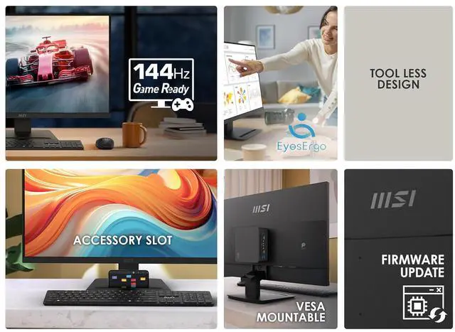 Alt view image 5 of 13 - MSI PRO MP273L E14 27-inch IPS 1920 x 1080 (FHD) Gaming Office Monitor, 144Hz, Adaptive-Synch, HDR Ready, HDMI, VGA Port,VESA Mountable, Tilt, 4-side slim bezel ,1ms, Black