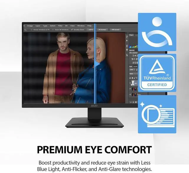 Alt view image 8 of 13 - MSI PRO MP273L E14 27-inch IPS 1920 x 1080 (FHD) Gaming Office Monitor, 144Hz, Adaptive-Synch, HDR Ready, HDMI, VGA Port,VESA Mountable, Tilt, 4-side slim bezel ,1ms, Black