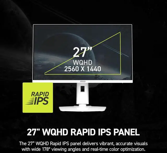 Alt view image 6 of 20 - MSI 27" 320 Hz Rapid IPS 2560 x 1440 (QHD) Gaming Monitor FreeSync (AMD Adaptive Sync) MAG 274QRFW MAG 274QRFW X32