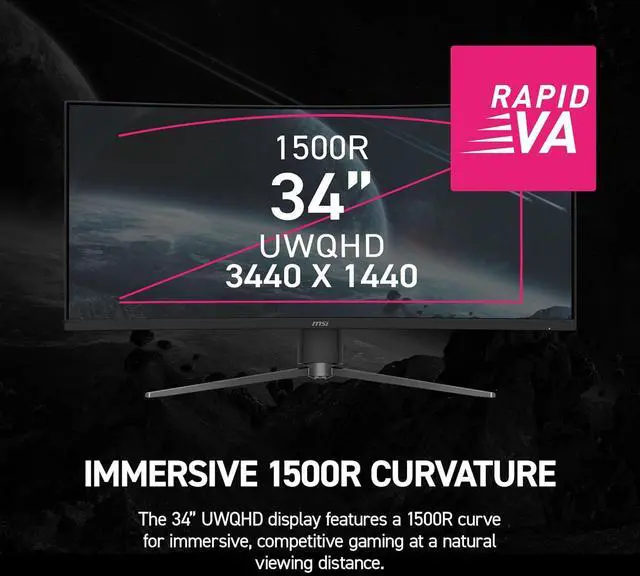 Alt view image 6 of 10 - MSI 34" 3440x1440 240 Hz Rapid VA UWQHD Gaming Monitor FreeSync (AMD Adaptive Sync) MPG 346CQRF X24