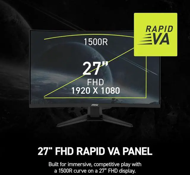 Alt view image 2 of 7 - MSI 27" 1920x1080 240 Hz Rapid VA FHD Gaming Monitor FreeSync (AMD Adaptive Sync) MAG 275CF X24