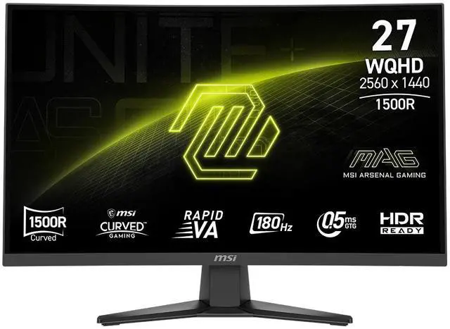 Main image of MSI Gaming Computer Monitor 27" 2560 x 1440 180 Hz Rapid VA WQHD 0.50 ms FreeSync (AMD Adaptive Sync) MAG 275CQF E18