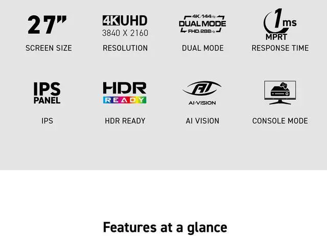 Alt view image 9 of 18 - MSI MAG 322URDF E16 Gaming Monitor 32" 3840x2160(4K) 160Hz UHD / 320Hz FHD Rapid IPS FreeSync (AMD Adaptive Sync) 0.5ms DisplayHDR 400 Eye Protection AI Vision Dual-Mode
