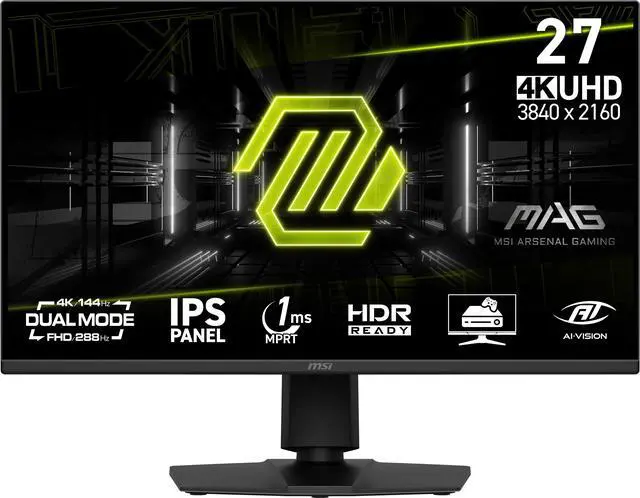 Main image of MSI MAG 275UPD E14 27-inch 3840 x 2160 (UHD) Gaming Monitor, 288Hz, Adaptive-Synch, HDMI, DisplayPort, VESA Mountable, Tilt, Height Adjustable, Speaker, 1ms, Black
