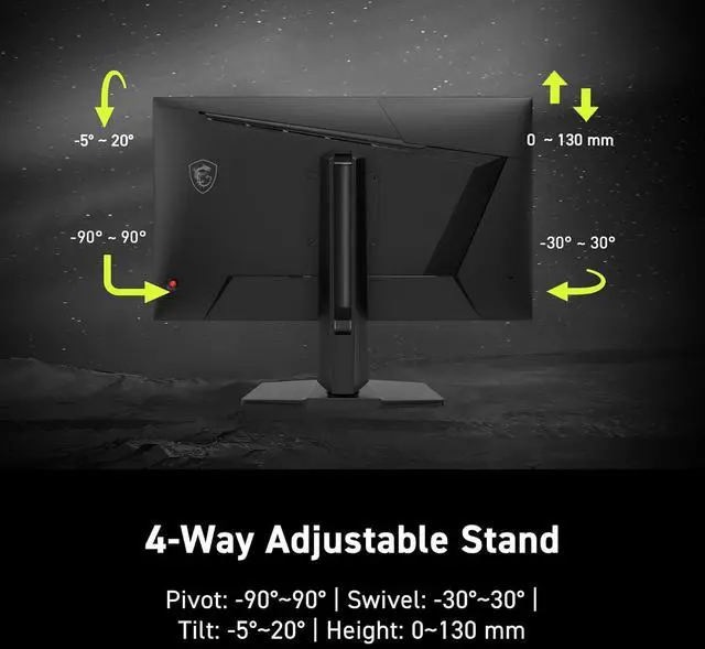Alt view image 10 of 20 - MSI MAG 275UPD E14 27-inch 3840 x 2160 (UHD) Gaming Monitor, 288Hz, Adaptive-Synch, HDMI, DisplayPort, VESA Mountable, Tilt, Height Adjustable, Speaker, 1ms, Black