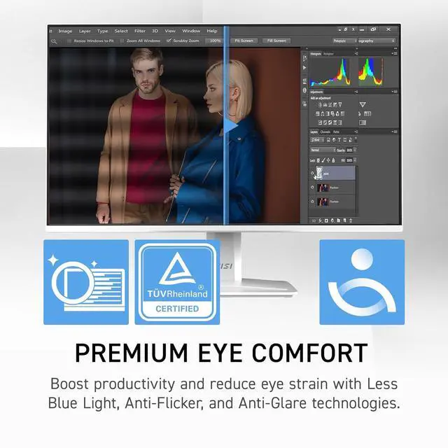 Alt view image 10 of 17 - MSI PRO MP243W E14 24-inch IPS 1920 x 1080 (FHD) Computer Monitor, 144Hz, Adaptive-Sync, HDR Ready, HDMI, Display Port, VESA Mountable, Tilt, 4-Side Slim Bezel, 1ms, White