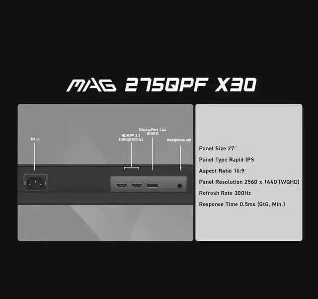Alt view image 8 of 16 - MSI 27 inch QHD 2K 1440P 300Hz Rapid VA AMD FreeSync (Adaptive Sync) Mini LED Gaming Computer Monitor with Height Adjustable, Swivel, Pivot & Tilt Stand MAG 275QPF X30