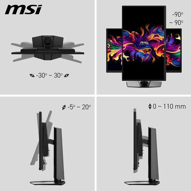 Alt view image 8 of 17 - MSI MAG 272QP QD-OLED X24 27" 16:9, 240Hz Gaming Monitor, 0.3ms, 2560 x 1440 (WQHD), 1x DP (1.4a), 2xHDMI (2.1), HDR ready, G-SYNC Compatible & FreeSync Premium