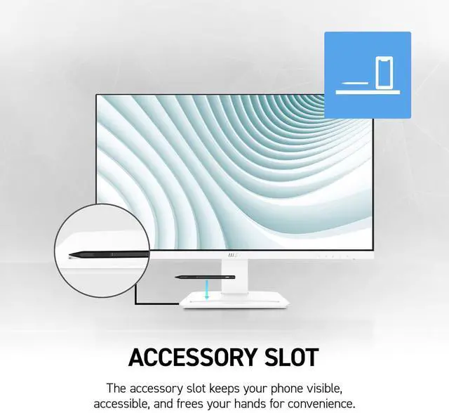 Alt view image 6 of 6 - MSI PRO MP273W E14A 27" IPS 1920 x 1080 (FHD) Gaming Office Monitor, 120Hz, Free-Synch, HDMI, DisplayPort, VGA Port, VESA Mountable, Tilt, Speaker, 4-Side Slim Bezel 1ms, White