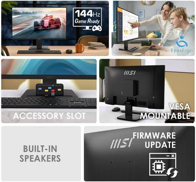 Alt view image 6 of 19 - MSI 27" WQHD 2K 1440P 144Hz IPS 1ms LCD Computer Monitor with Built-in Speakers for both Work & Gaming PRO MP273Q E14