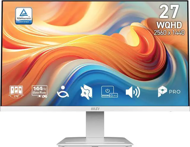 Alt view image 2 of 17 - MSI 27" WQHD 2K 1440P 144Hz IPS 1ms White Computer Monitor with Built-in Speakers for both Work & Gaming PRO MP273QW E14