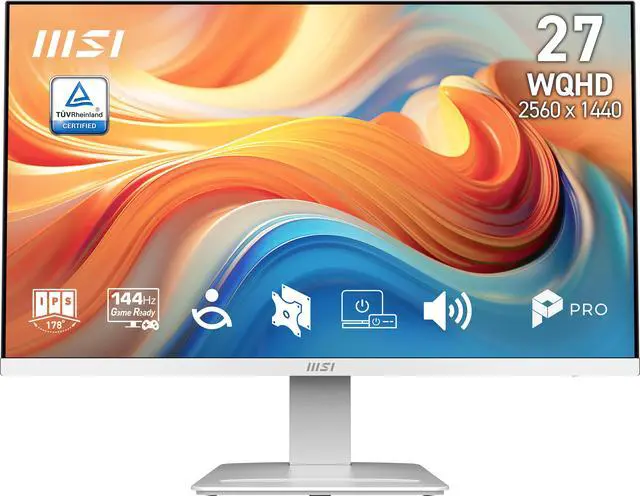 Main image of MSI 27" WQHD 2K 1440P 144Hz IPS 1ms White Computer Monitor with Built-in Speakers for both Work & Gaming PRO MP273QW E14