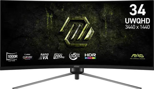 MSI 34 inch Ultrawide QHD 2K 1440P 200Hz Adaptive Sync 0.5ms HDR