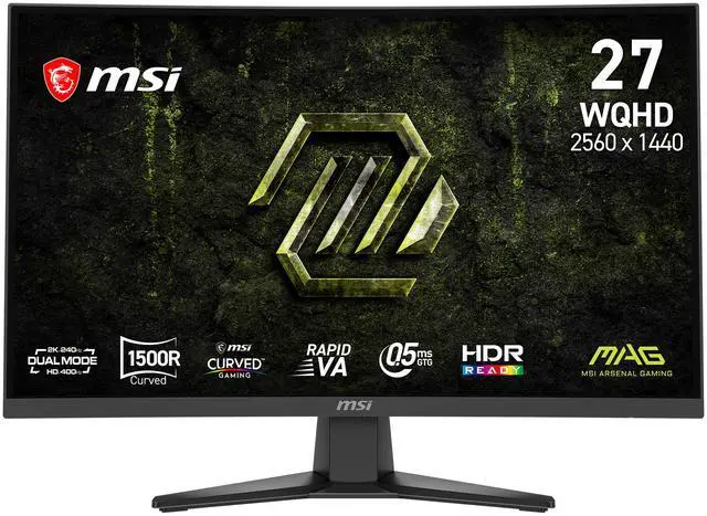 Alt view image 8 of 18 - MSI 27 inch Dual Mode QHD 2K 1440P 240Hz Full HD 400Hz Adaptive Sync HDR Ready Curved Gaming Computer Monitor MAG 275CQDF X24