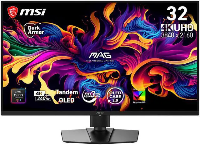 Main image of MSI 32" 240Hz QD-OLED QD OLED Gaming Monitor FreeSync Premium Pro & G-Sync Compatible DCI-P3 97% Earphone out, 2 x HDMI™ 2.1 (UHD@240Hz), Display Port 1.4a, USB Type-C (PD 15W) MAG 321UP QD-OLED X24