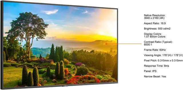 Alt view image 4 of 10 - NEC Display Solutions MultiSync M551 55" UHD Display, High Haze, 24/7, 500nits, HDMI x2, DP x1, Accepts SDM-S or L, Full External Control, Rpi Compatible Built-in Speaker