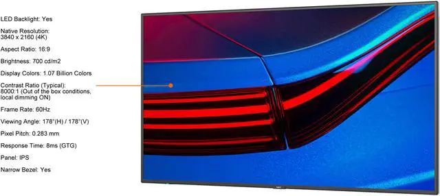 Alt view image 3 of 3 - NEC MultiSync P495 Black 49" 3840 x 2160 (4K) 1.07 Billion Colors Built-in Speaker Display