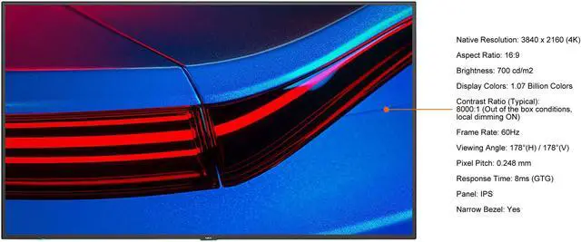 Alt view image 3 of 3 - NEC MultiSync P435 Black 43" 3840 x 2160 (4K) 1.07 Billion Colors Built-in Speaker Display