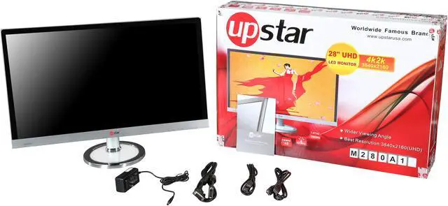 Alt view image 8 of 8 - UpStar M280A1 High Glossy Black + Hairline 28" 4K UHD HDMI  Display Port Widescreen Backlight LCD Monitor