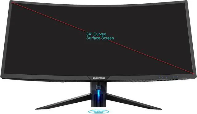 Alt view image 8 of 8 - Westinghouse WC34DX9019 34" UWQHD 3440 x 1440 2K Resolution 100Hz 2xHDMI DisplayPort USB 3.0 Hub AMD FreeSync Technology Flicker-Free Ultra Widescreen Curved Backlit LED Gaming Monitor