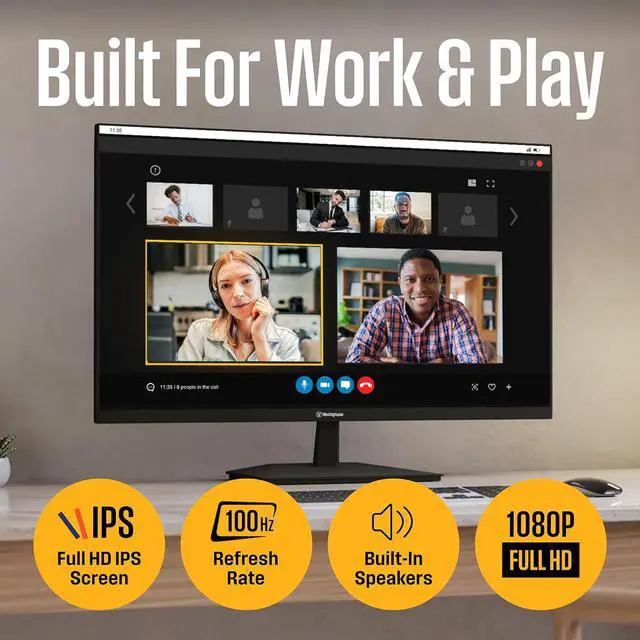 Alt view image 2 of 7 - Westinghouse 27" Computer Monitor, 100Hz, 1080p Full HD IPS Display, Adaptive Sync, Blue Light Protection, Home Office PC Screen with Built-in Speakers, HDMI, VGA, for Work & Productivity WH27FA9420