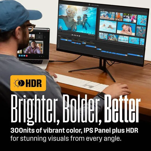 Alt view image 2 of 8 - Westinghouse 22" Monitor, 1080p Full HD IPS Computer Screen, 100Hz Refresh Rate, 1ms Response, HDR, Adaptive Sync, Built-in Speakers, HDMI, VGA, Gaming & Home Office (2025 Model) WH22FA9600