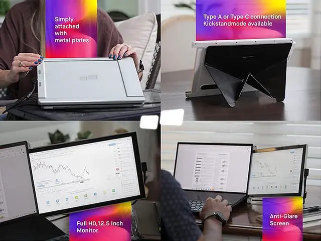 Alt view image 5 of 7 - Mobile Pixels DUEX Lite Set Sail Blue 12.5" Portable Double Monitor 300 nits (adjustable)