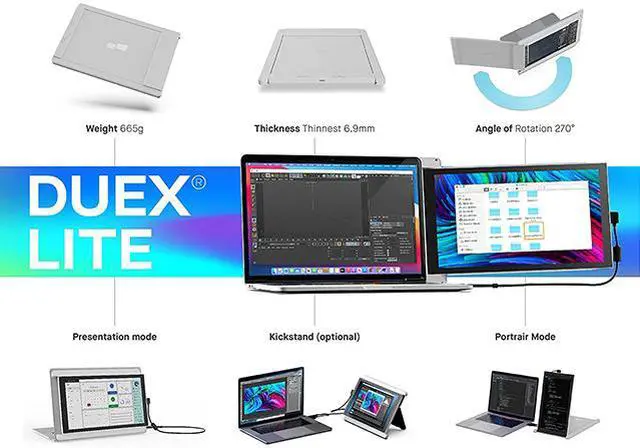 Alt view image 3 of 7 - Mobile Pixels DUEX Lite Jadeite Green 12.5" Portable Double Monitor 300 nits (adjustable)