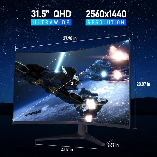 Alt view image 2 of 7 - KOORUI 31.5" 2560 x 1440 (2K) 170 Hz VA Gaming Monitor FreeSync Premium (AMD Adaptive Sync) 90% DCI-P3 G3221SC