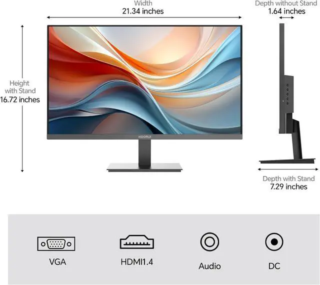 Alt view image 6 of 8 - KOORUI E2411K 24" 1920 x 1080 FHD 144Hz Gaming Monitor, IPS Panel, Adaptive Sync, 5ms, VESA 100x100mm, Eye Care, HDMI, VGA