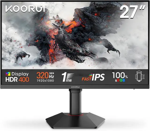 Main image of KOORUI 27" 2560 x 1440 (2K) 320 Hz IPS Gaming Monitor FreeSync Premium (AMD Adaptive Sync) 95% DCI-P3 G2721E