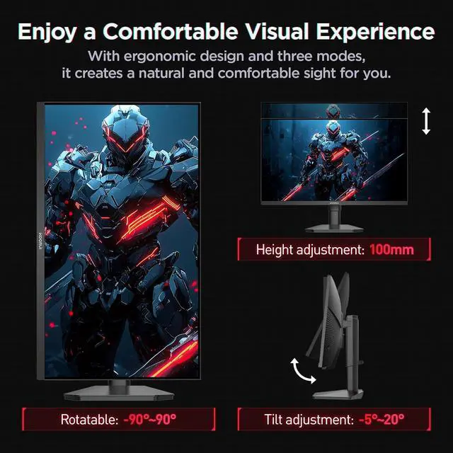 Alt view image 8 of 8 - KOORUI 27" 2560 x 1440 (2K) 320 Hz IPS Gaming Monitor FreeSync Premium (AMD Adaptive Sync) 95% DCI-P3 G2721E