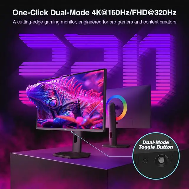 Alt view image 3 of 8 - KOORUI 27" 3840 x 2160 (4K) 320 Hz IPS Gaming Monitor FreeSync Premium (AMD Adaptive Sync) 98% DCI-P3 S2741LM