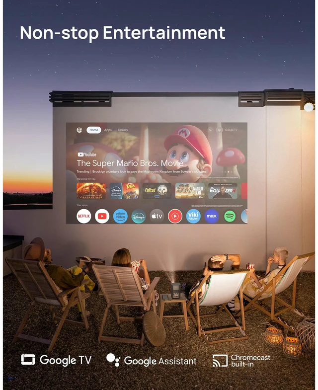 Alt view image 2 of 7 - XGIMI MoGo 2 Plus Full HD Smart Projector, 400 ISO Lumens Portable Projector, Supports 4K, Google TV with Licensed Netflix, Dolby Audio, Auto Focus, Keystone Correction and Screen Adaptation