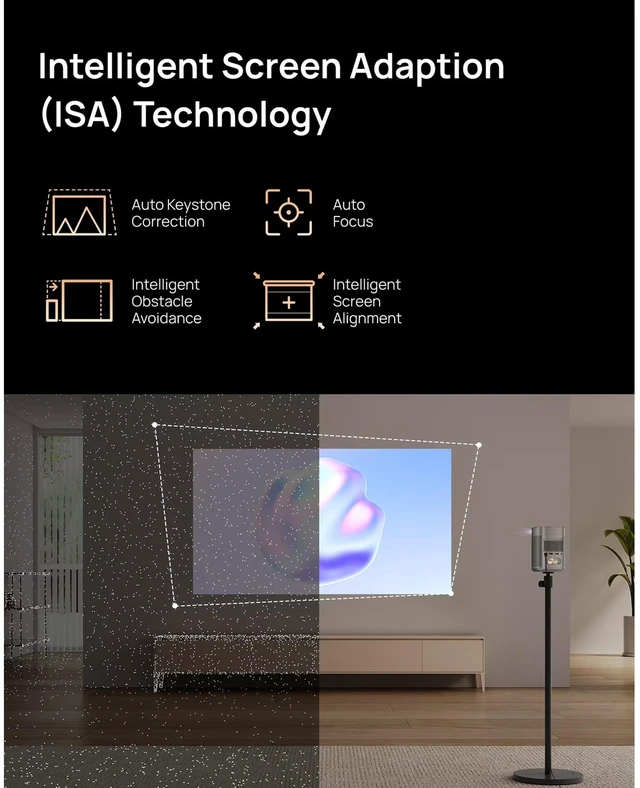 Alt view image 3 of 7 - XGIMI MoGo 2 Plus Full HD Smart Projector, 400 ISO Lumens Portable Projector, Supports 4K, Google TV with Licensed Netflix, Dolby Audio, Auto Focus, Keystone Correction and Screen Adaptation
