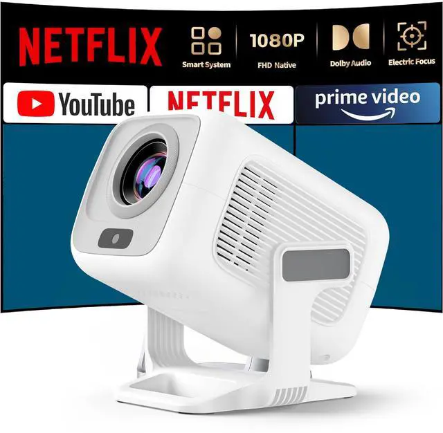 Main image of AKIYO O4 Projector, 2026 Upgraded Mini Projector Full HD 1080P WiFi Bluetooth, Auto Focus Video Projector 120 Degree Rotation, Home Cinema Compatible with HDMI/USB/Smartphone