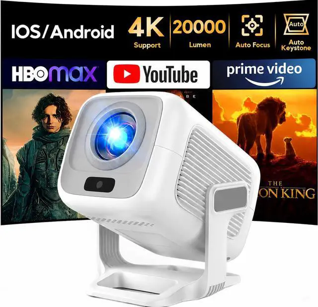 Main image of AKIYO O4 Projector, 2026 Upgraded Mini Projector Full HD 1080P WiFi Bluetooth, Auto Focus Video Projector 120 Degree Rotation, Home Cinema Compatible with HDMI/USB/Smartphone