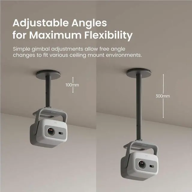 Alt view image 4 of 5 - JMGO Adjustable Projector Ceiling Mount - T-shaped 360 Rotation and long-lasting durability-integrated cable management-Compatible with N1S Ultimate & N1S infinity - Black 61010054