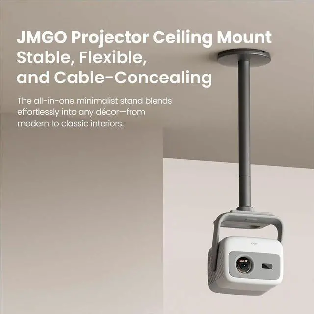 Alt view image 3 of 5 - JMGO Adjustable Projector Ceiling Mount - T-shaped 360 Rotation and long-lasting durability-integrated cable management-Compatible with N1S Ultimate & N1S infinity - Black 61010054
