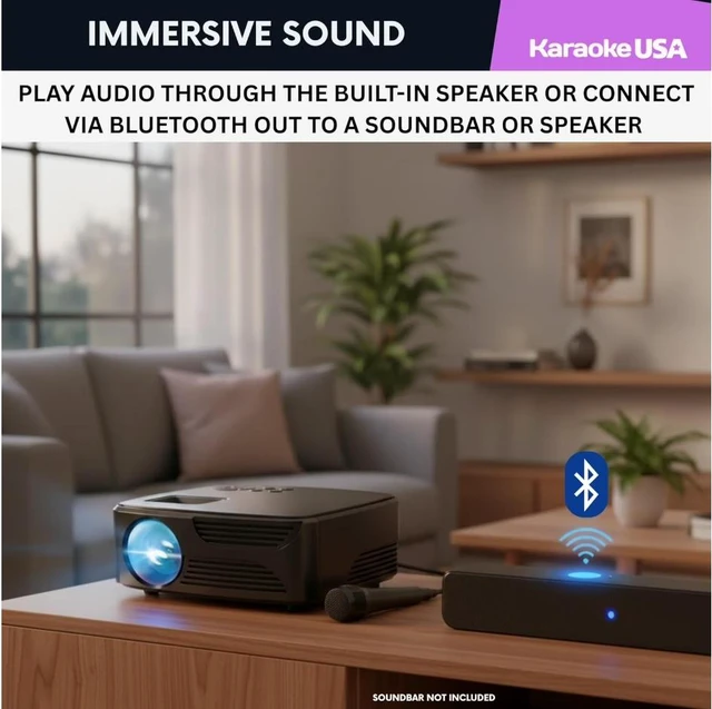 Alt view image 4 of 4 - Karaoke OKPROJ720013M 1280 x 720 Mini Bluetooth Projector